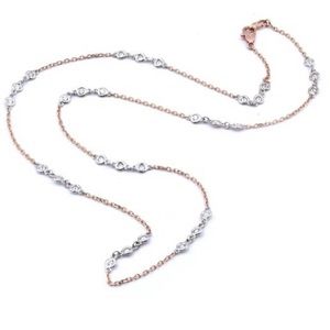 14k Rose Gold and White Gold Lab Diamonds by the Yard Necklace